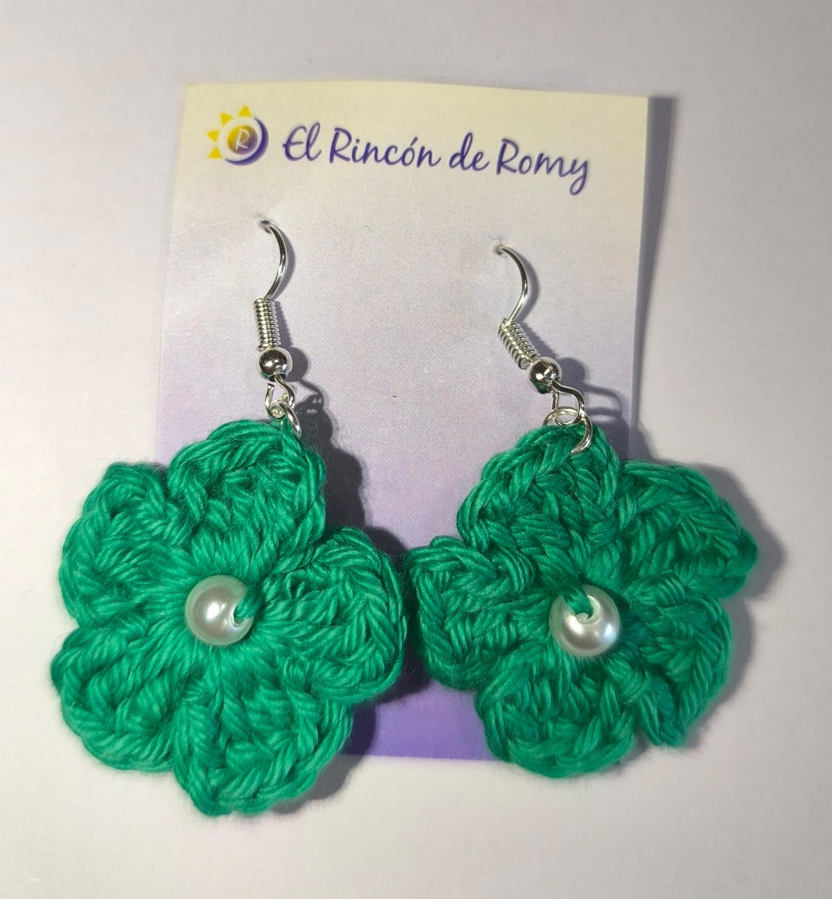 Pendiente Flor Verde Claro