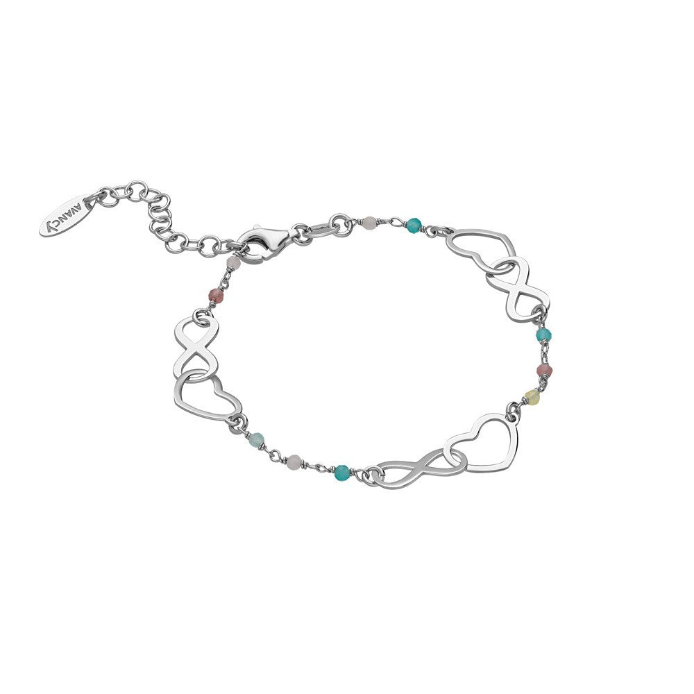 Pulsera Infinito y Corazón Enlazados Plata Ley 925.