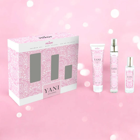 Set 3 Piezas “YANI” – Gel de Ducha, Perfume, Bruma Corporal – Prady