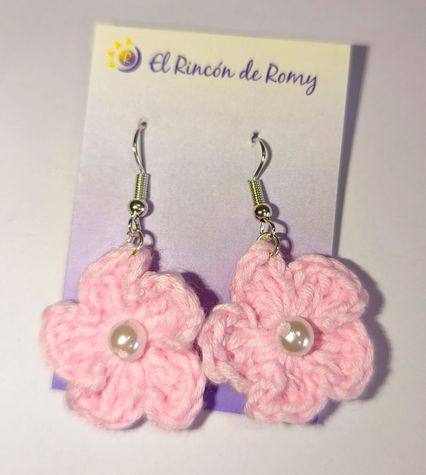 Pendiente Flor Rosa Claro