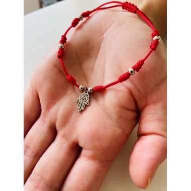 PULSERA Y NUDOS CON DIJE DE MANO DE FATIMA